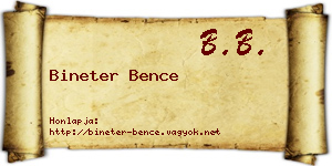 Bineter Bence névjegykártya